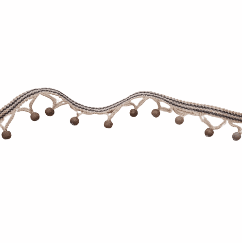 Pasamanería cruda y azul con bolas madera - 3