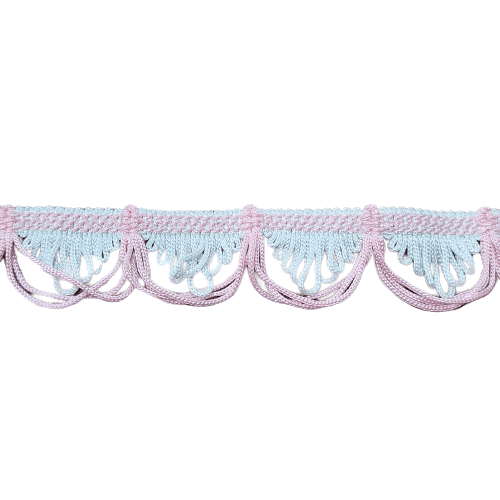 Pasamanería ondas rosas y blanco 5