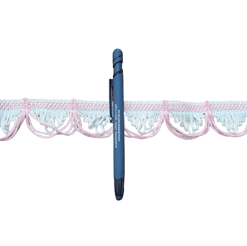 Pasamanería ondas rosas y blanco 5 - 1