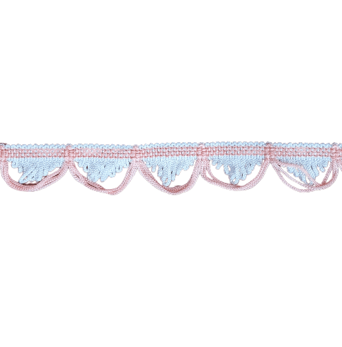 Pasamanería ondas salmón y blanco