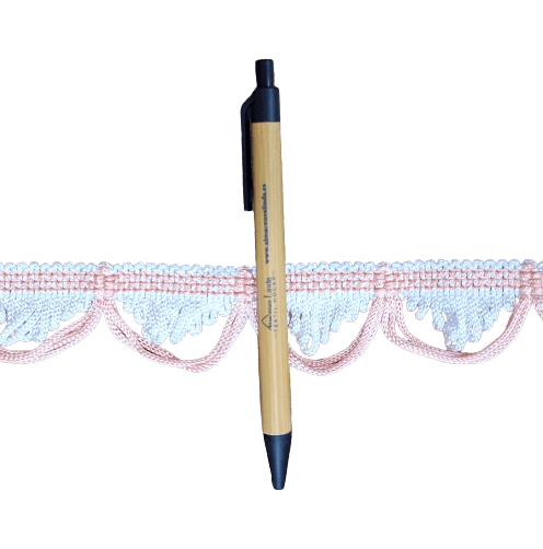 Pasamanería ondas salmón y blanco - 1