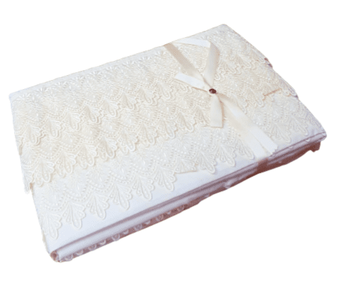 Juego de sábanas puntillas guipur beige. Cama: 135. - 4