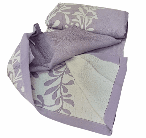 Colcha reversible hojas lila. Cama 90 - 2