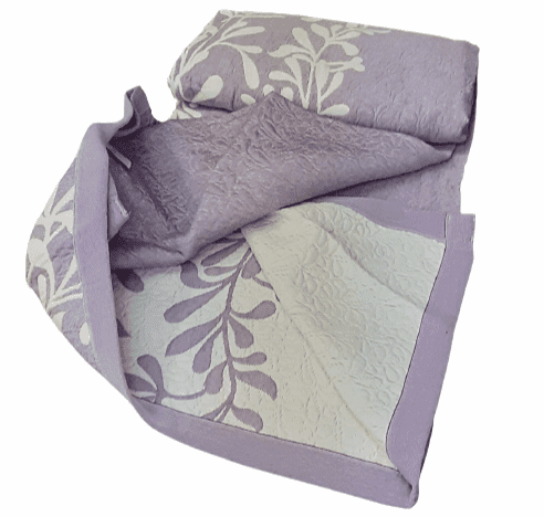 Colcha reversible hojas lila. Cama 90 - 4