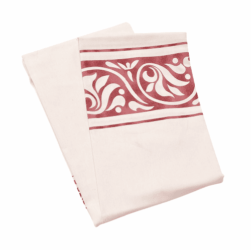 Cortina de baño de loneta greca granate