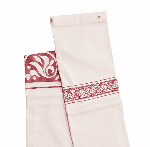 Cortina de baño de loneta greca granate - 1