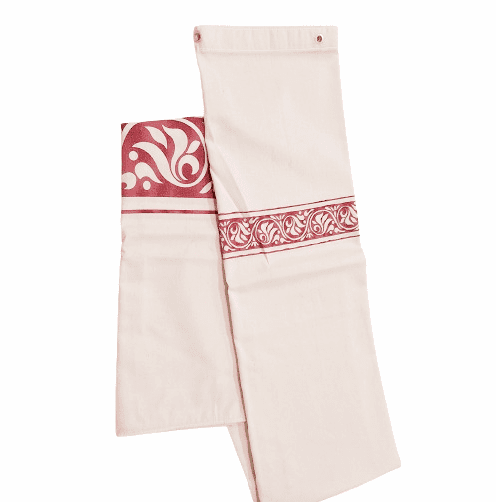 Cortina de baño de loneta greca granate - 2