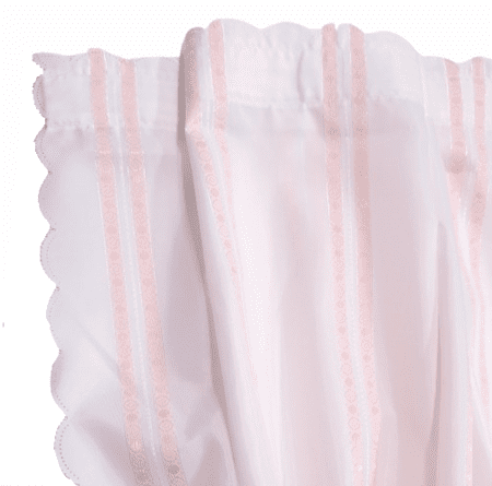 Cortina de baño blanca rayas rosa y oro