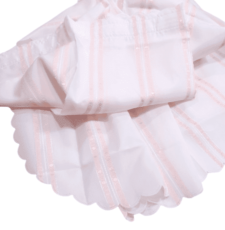 Cortina de baño blanca rayas rosa y oro - 3
