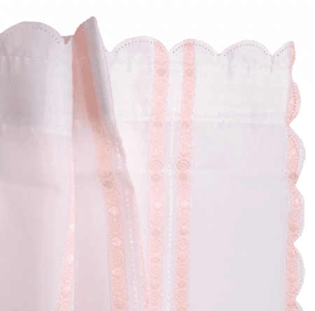 Cortina de baño blanca rayas rosa y oro - 4