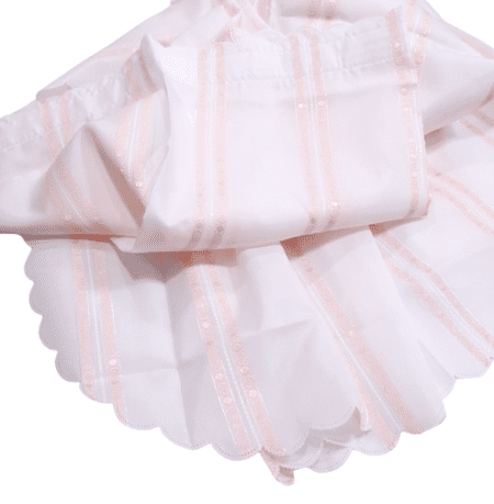 Cortina de baño blanca rayas rosa y oro - 5