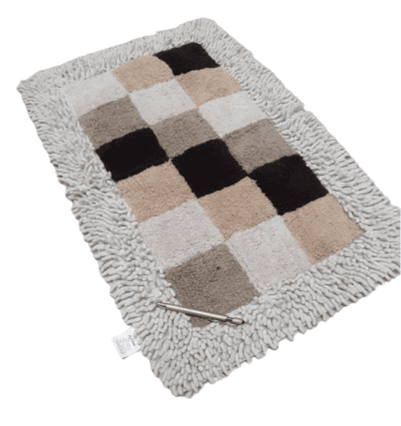 Alfombra cuadros beige 50 x 80