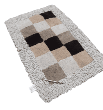 Alfombra cuadros beige 50 x 80 - 1