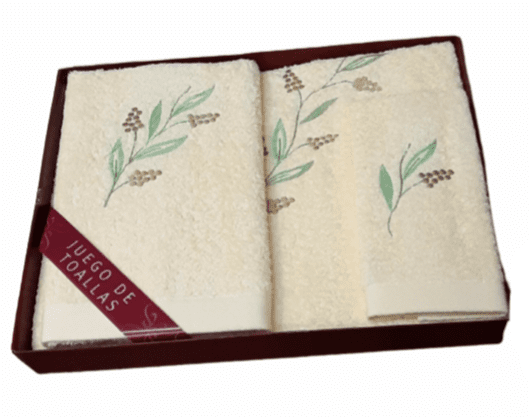 JUEGO de Toallas amarillo claro bordado.  3 piezas - 2