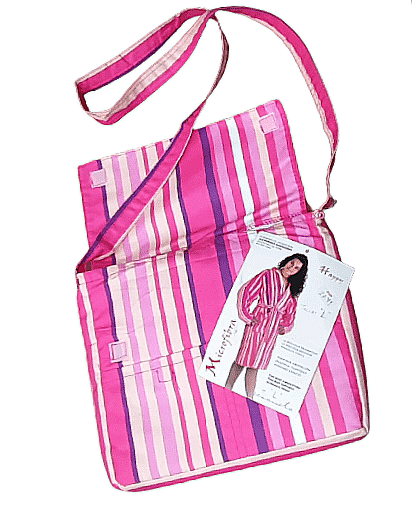 Albornoz con bolso microfibra rayas rosas. Talla L - 1