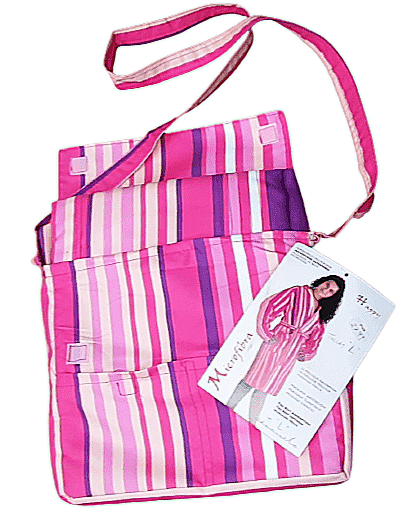 Albornoz con bolso microfibra rayas rosas. Talla L - 2