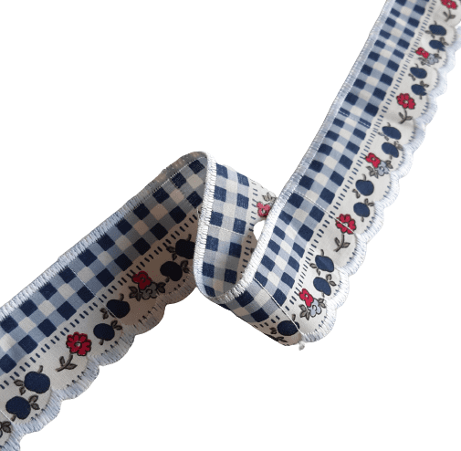 Greca flores azul cuadritos - 1