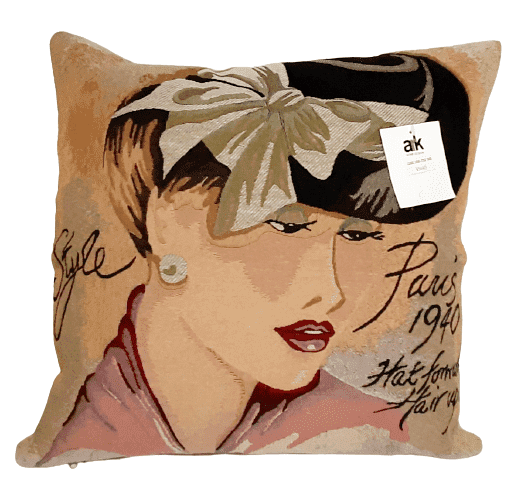 Funda cojín tejido 1940 dama  45 x 45