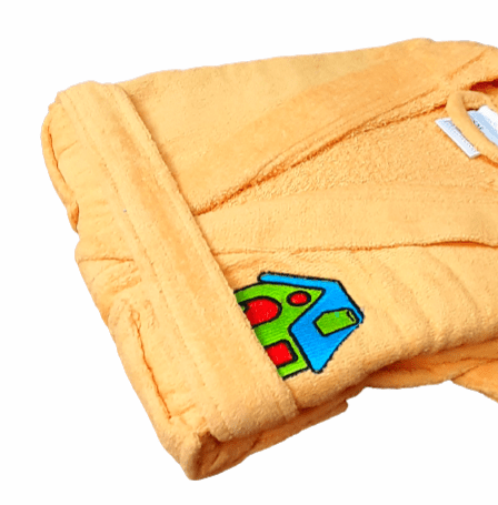Albornoz Infantil terciopelo amarillo melocotón. Tallas: 2 y 4 años - 1