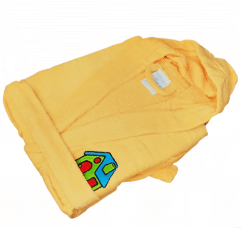 Albornoz Infantil terciopelo amarillo melocotón. Tallas: 2 y 4 años - 3