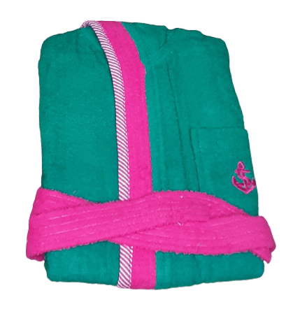 Albornoz Infantil rizo verde con capycha. Talla 10 años - 1