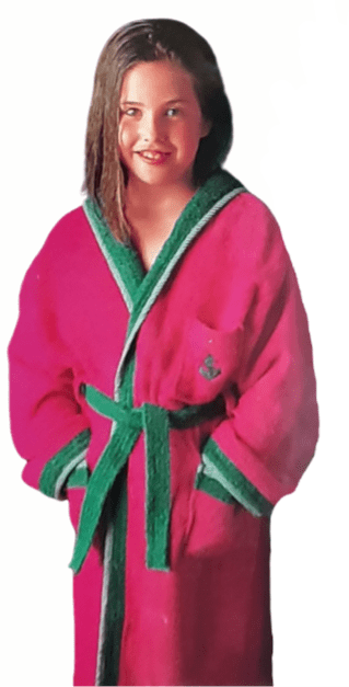 Albornoz Infantil rizo verde con capycha. Talla 10 años - 2