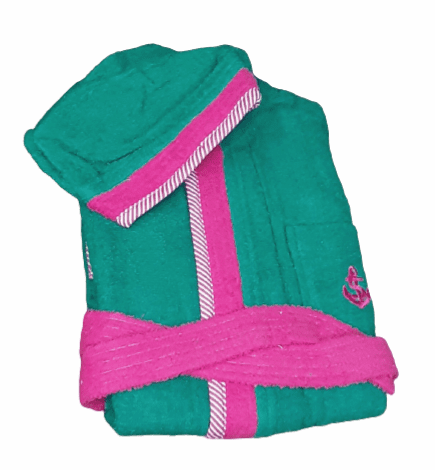 Albornoz Infantil rizo verde con capycha. Talla 10 años - 3