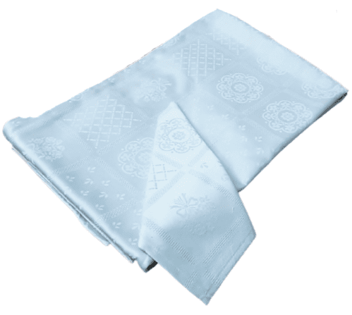 Mantelería jaquard adamascada azul 150 x 150 +6