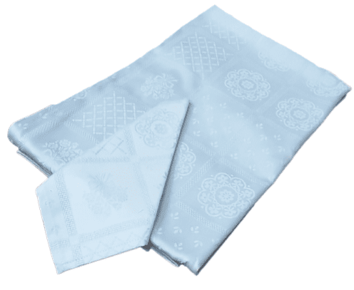 Mantelería jaquard adamascada azul 150 x 150 +6 - 3