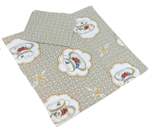 Mantelería tazas beige 150 x 150 + 4