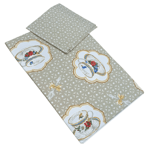 Mantelería tazas beige 150 x 150 + 4 - 2