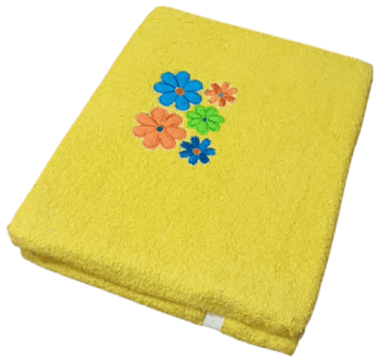 Juego de toallas flores amarillo. Ducha, lavabo y tocador. - 1