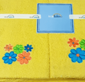 Juego de toallas flores amarillo. Ducha, lavabo y tocador. - 3