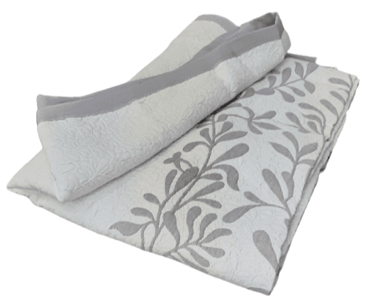 Colcha reversible hojas gris. Cama 90 - 1