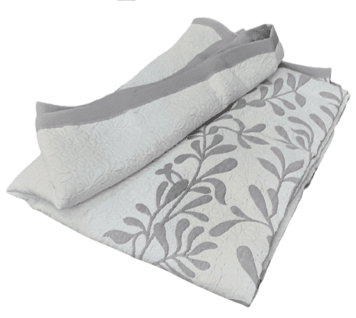 Colcha reversible hojas gris. Cama 90 - 2