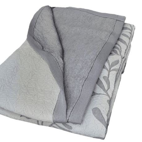 Colcha reversible hojas gris. Cama 90 - 2