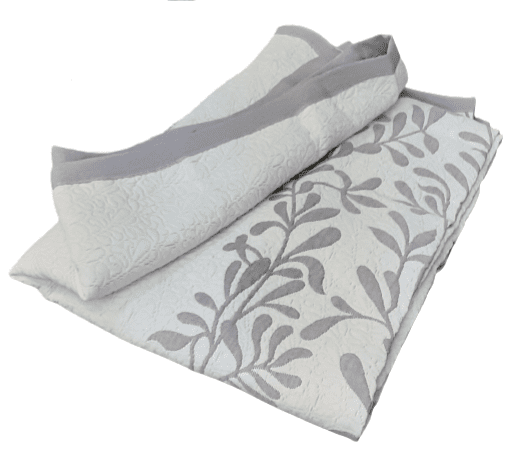 Colcha reversible hojas gris. Cama 90 - 3