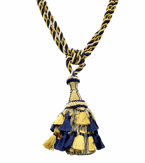 Abrazadera cordón azul y oro