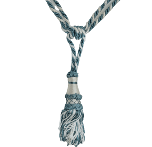 Abrazadera cordón azul y blanco