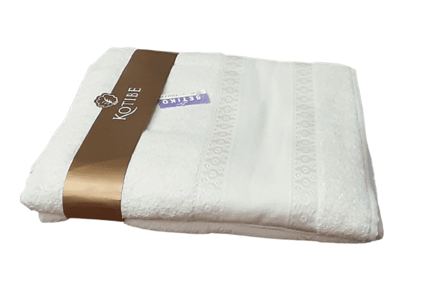 Juego toallas beige punto cruz. Baño+ lavabo + tocador - 2