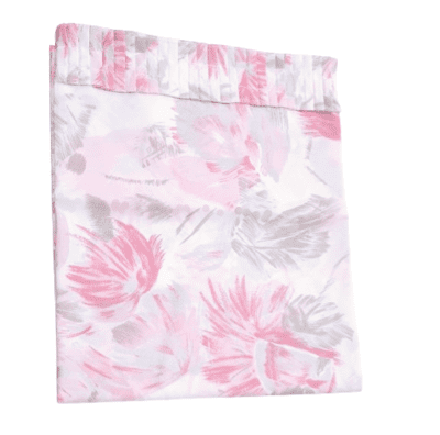 Cortina baño flores rosa y plata