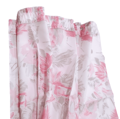 Cortina baño flores rosa y plata - 1