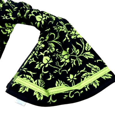 Toallas reversibles flores negro verde - 1