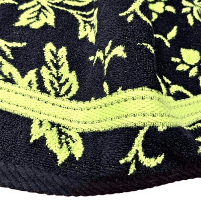 Toallas reversibles flores negro verde - 4