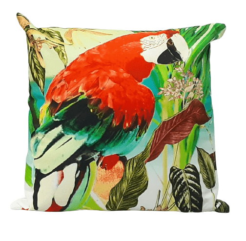Cojín papagayo rojo 45 x 45