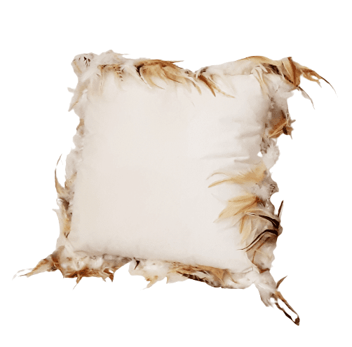 Cojín glamour plumas naranja - 1