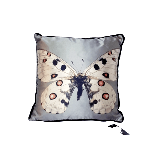 Cojín seda mariposa gris 28 x 28