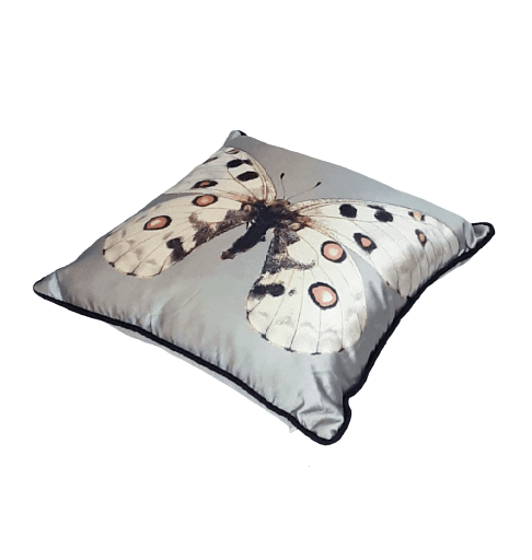 Cojín seda mariposa gris 28 x 28 - 1