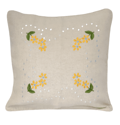 Funda cojín florecitas amarillas 50 x 50