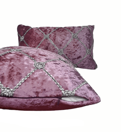Cojines terciopelo malva plata